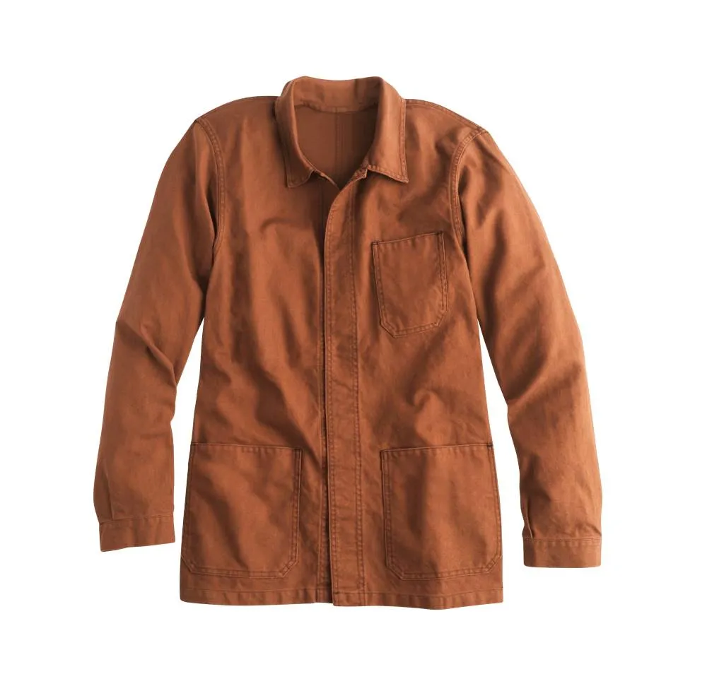 Waxed canvas barn jacket with corduroy collar produced by Wearlets for a USA clothing brand