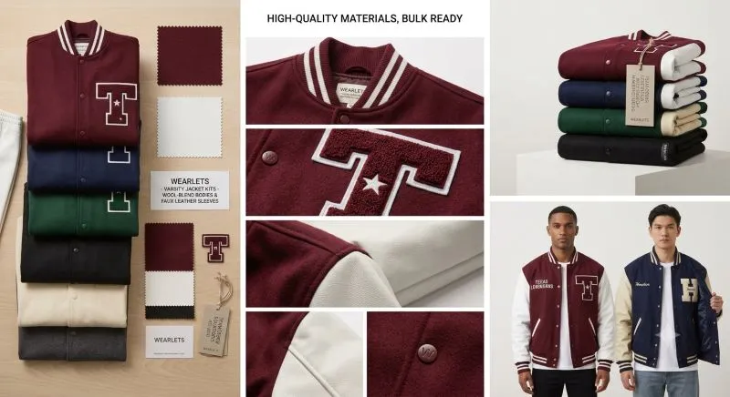 Bulk custom varsity jacket manufacturing for Texas schools and teams