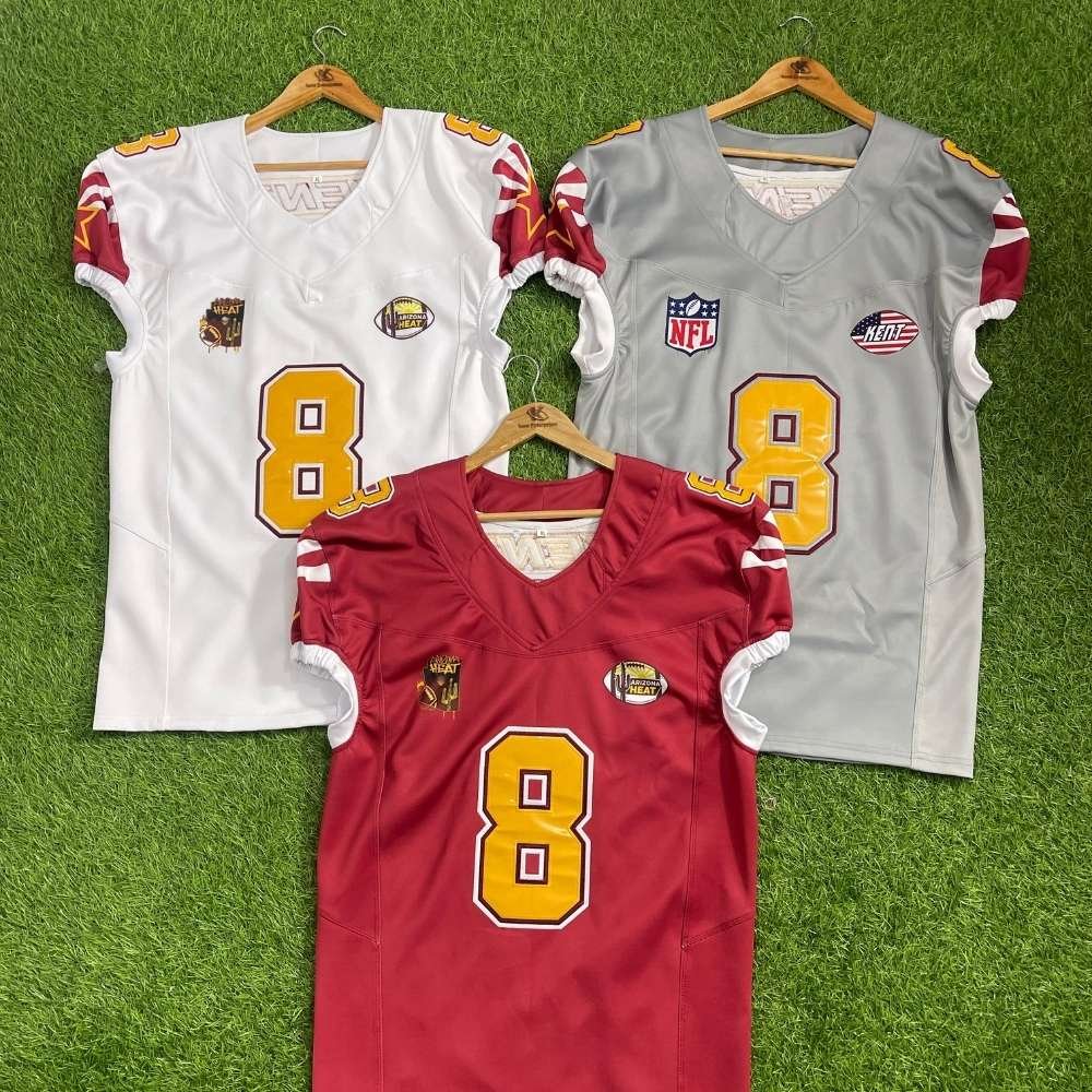 Rack of sublimated custom sports jerseys and team uniforms manufactured by Wearlets