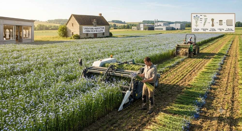 Flax field grown for linen fibre production