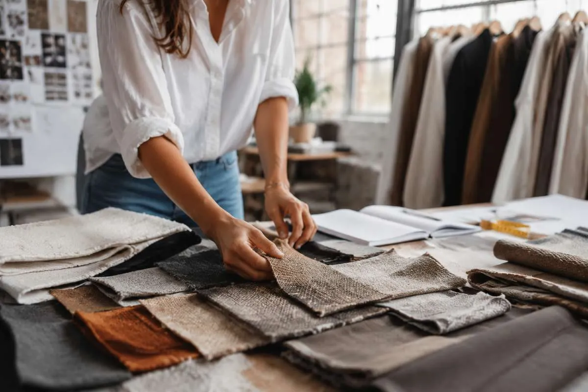 Fabric swatches being reviewed during the sourcing process at Wearlets