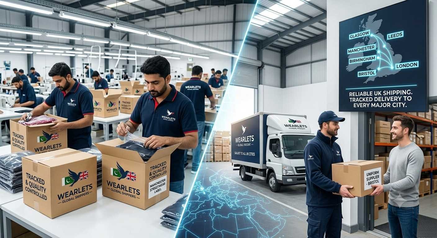 Wearlets ships custom apparel to all UK cities — trusted clothing manufacturer