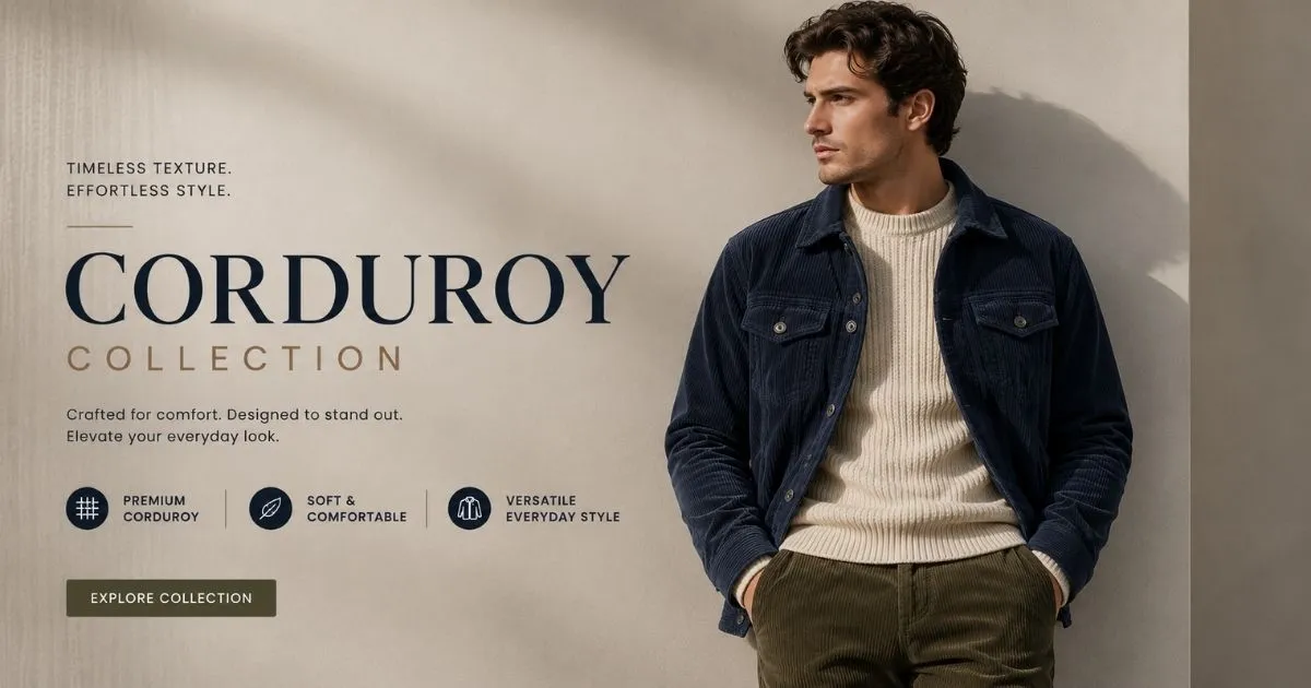 Styled outfit featuring brown corduroy pants and a knit sweater