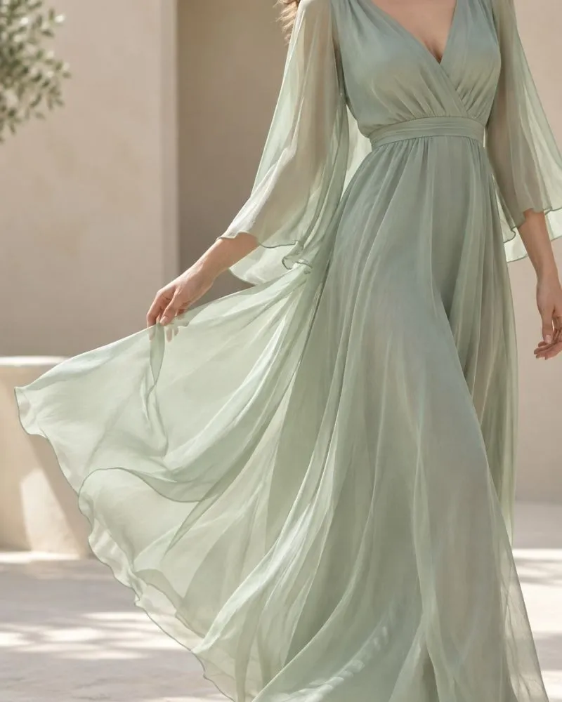 Flowing chiffon dress showing the fabric's lightweight drape